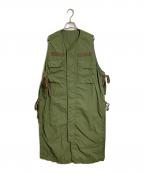 BEAMS BOYビームスボーイ）の古着「ミリタリーサイドリボンノースリーブワンピース　」｜グリーン