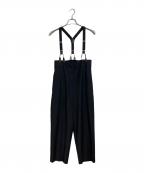H BEAUTY&YOUTHエイチ ビューティー&ユース）の古着「トロピカルハイウエストサスペンダーパンツ」｜ブラック