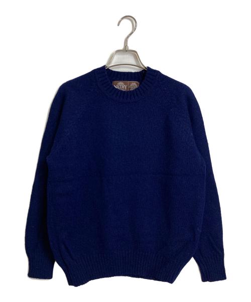 NETHY PRODUCTS（ネシープロダクツ）NETHY PRODUCTS (ネシープロダクツ) スコットランドニット　ラグランニット ブルー サイズ:102/40の古着・服飾アイテム