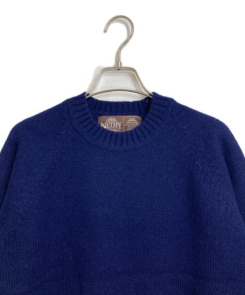 NETHY PRODUCTS（ネシープロダクツ）NETHY PRODUCTS (ネシープロダクツ) スコットランドニット　ラグランニット ブルー サイズ:102/40の古着・服飾アイテム