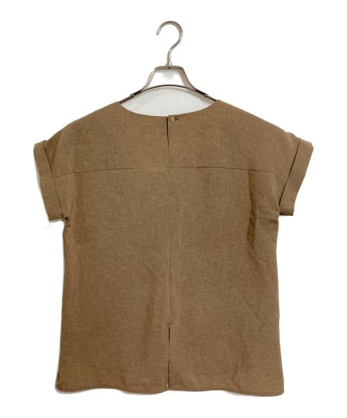 UNTITLED（アンタイトル）UNTITLED (アンタイトル) リラククール半袖ブラウス　オフィスカジュアル　セレモニー ブラウン サイズ:00/XS 未使用品の古着・服飾アイテム