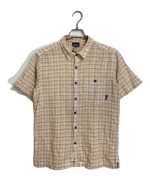 Patagonia（パタゴニア）Patagonia (パタゴニア) A/C シャツ 52921SP11 楊柳クレープ 半袖 コットン チェックシャツ ボックスシャツ　2011年製 ベージュ サイズ:Mの古着・服飾アイテム