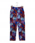 KENZOケンゾー）の古着「フラワープリントシンチバックコーデュロイパンツ　花柄」｜パープル×ブルー