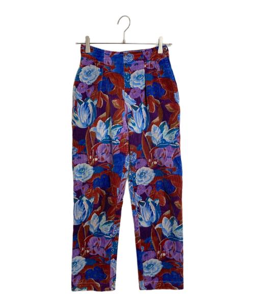 KENZO（ケンゾー）KENZO (ケンゾー) フラワープリントシンチバックコーデュロイパンツ　花柄 パープル×ブルー サイズ:36の古着・服飾アイテム