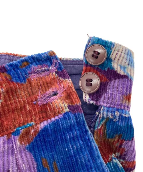 KENZO（ケンゾー）KENZO (ケンゾー) フラワープリントシンチバックコーデュロイパンツ　花柄 パープル×ブルー サイズ:36の古着・服飾アイテム