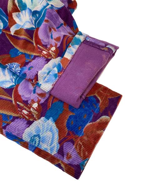 KENZO（ケンゾー）KENZO (ケンゾー) フラワープリントシンチバックコーデュロイパンツ　花柄 パープル×ブルー サイズ:36の古着・服飾アイテム