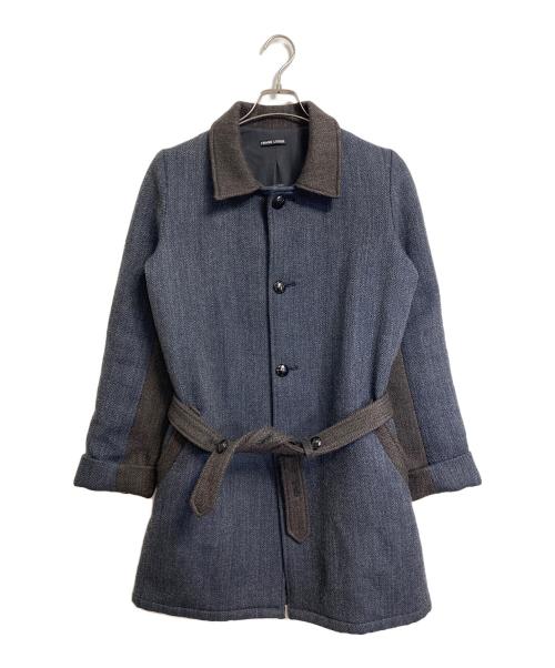 FRANK LEDER（フランクリーダー）FRANK LEDER (フランクリーダー) 切替コート　ウールコート　アウター　ブラウン　くるみボタン　ドイツ製 ネイビー×ブラウン サイズ:XSの古着・服飾アイテム