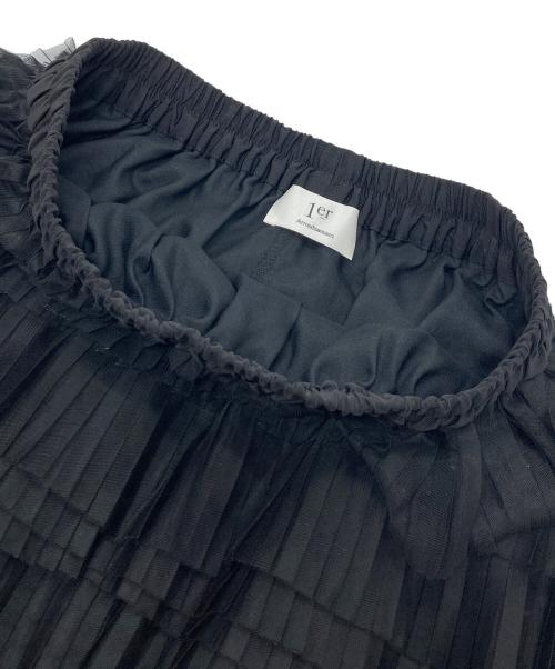 1er Arrondissement*（プルミエアロンディスモン）1er Arrondissement* (プルミエアロンディスモン) フォイルプリントリネンスカート ベージュ サイズ:36の古着・服飾アイテム