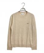 LACOSTEラコステ）の古着「ウォッシャブルウールクルーネックニットセーター」｜ベージュ