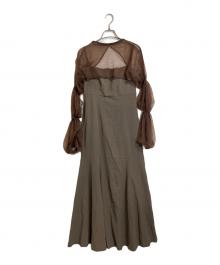 KASTANE×THE URBAN BLANCHE（カスタネ×ザ アーバンブランシュ）の古着「Tulle layered bare dress」｜ブラウン