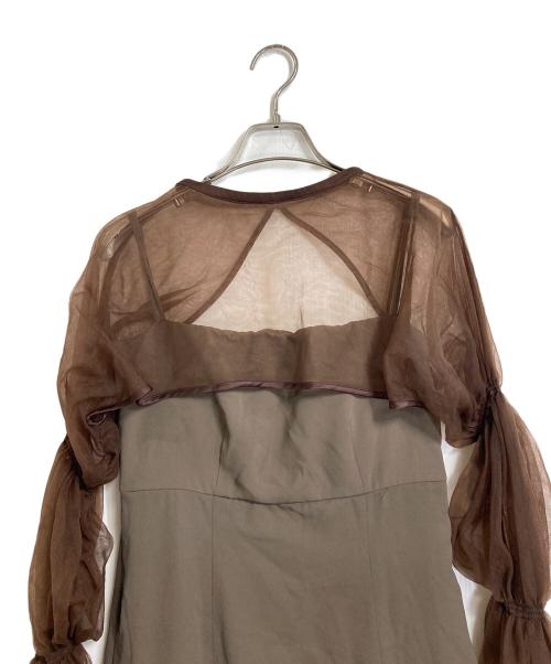 KASTANE（カスタネ）Kastane (カスタネ) THE URBAN BLANCHE (ザ アーバンブランシュ) Tulle layered bare dress ブラウン サイズ:1の古着・服飾アイテム