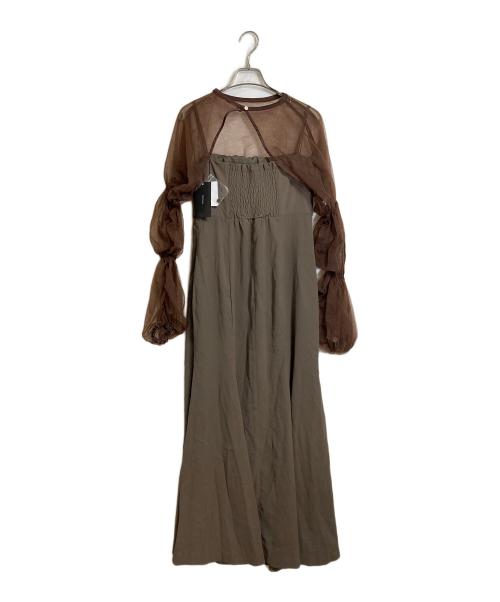 KASTANE（カスタネ）Kastane (カスタネ) THE URBAN BLANCHE (ザ アーバンブランシュ) Tulle layered bare dress ブラウン サイズ:1の古着・服飾アイテム