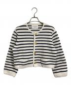 ）の古着「ハーフミラノリブ クロップドカーディガン　ボーダー」｜ホワイト×ネイビー