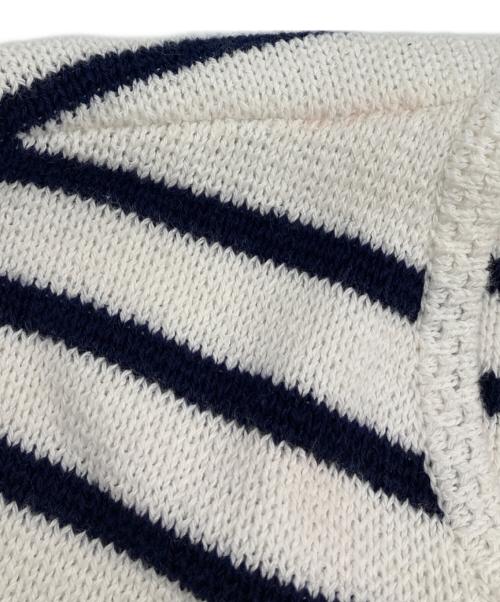 MACPHEE（マカフィー）MACPHEE (マカフィー) ハーフミラノリブ クロップドカーディガン　ボーダー ホワイト×ネイビー サイズ:Sの古着・服飾アイテム