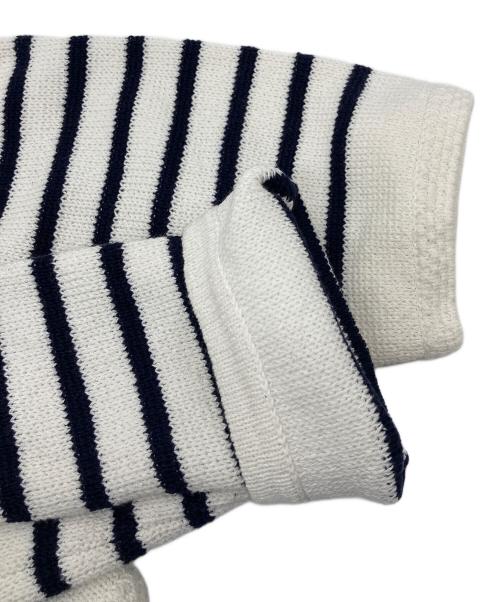 MACPHEE（マカフィー）MACPHEE (マカフィー) ハーフミラノリブ クロップドカーディガン　ボーダー ホワイト×ネイビー サイズ:Sの古着・服飾アイテム