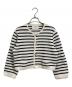 MACPHEE（マカフィー）の古着「ハーフミラノリブ クロップドカーディガン　ボーダー」｜ホワイト×ネイビー