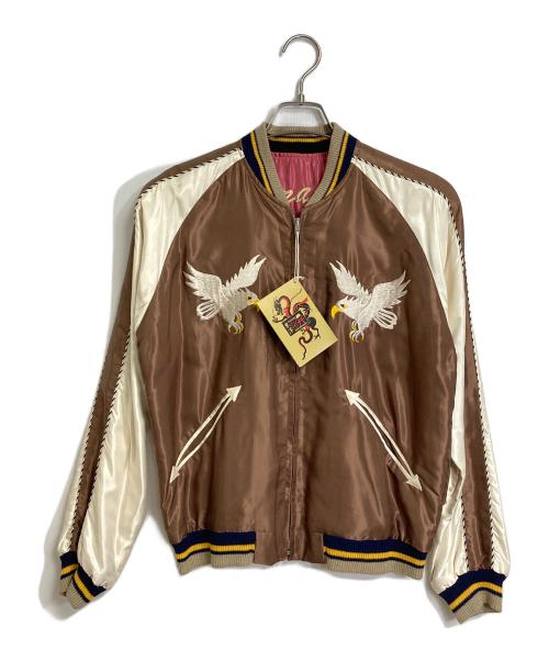 東洋エンタープライズ（トウヨウエンタープライズ）東洋エンタープライズ (トウヨウエンタープライズ) Tiger (タイガー) マップ笹虎・リバーシブルサテンスカジャン　テーラー東洋 ブラウン サイズ:Mの古着・服飾アイテム