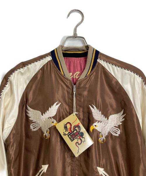 東洋エンタープライズ（トウヨウエンタープライズ）東洋エンタープライズ (トウヨウエンタープライズ) Tiger (タイガー) マップ笹虎・リバーシブルサテンスカジャン　テーラー東洋 ブラウン サイズ:Mの古着・服飾アイテム