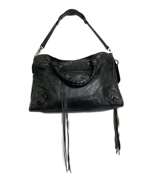 BALENCIAGA（バレンシアガ）BALENCIAGA (バレンシアガ) エディターズバッグ　ヴィンテージ加工バッグ　2WAYバッグ　イタリア製 ブラック サイズ:実寸参照の古着・服飾アイテム