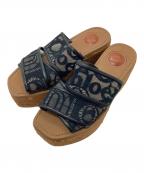 Chloeクロエ）の古着「エスパドリーユウェッジソールサンダル　厚底サンダル」｜ブラック×ブラウン