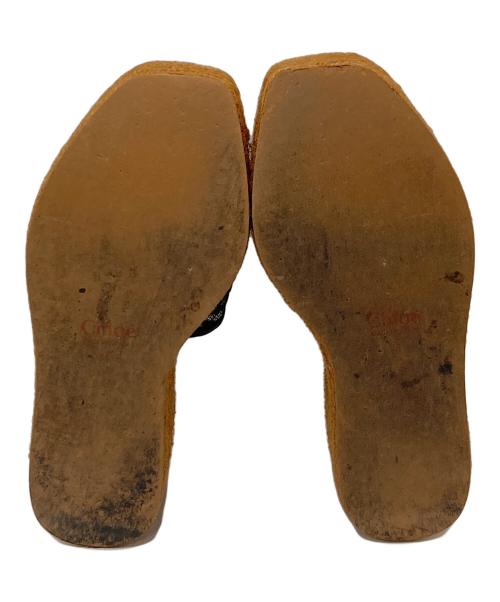 Chloe（クロエ）Chloe (クロエ) エスパドリーユウェッジソールサンダル　厚底サンダル ブラック×ブラウン サイズ:36の古着・服飾アイテム