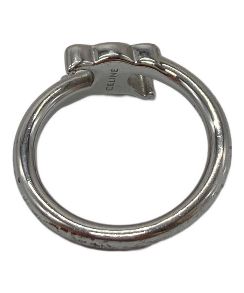 CELINE（セリーヌ）CELINE (セリーヌ) トリオンフ アシンメトリック リング / ロジウムフィニッシュ ブラス シルバー サイズ:10号(50)の古着・服飾アイテム