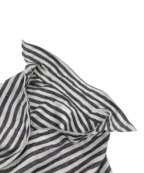 Plage（プラージュ）Plage (プラージュ) リネンシャツワンピース　ストライプ　長袖ワンピース ホワイト×グレー サイズ:36の古着・服飾アイテム