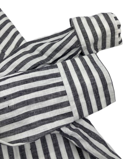 Plage（プラージュ）Plage (プラージュ) リネンシャツワンピース　ストライプ　長袖ワンピース ホワイト×グレー サイズ:36の古着・服飾アイテム