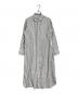 Plage（プラージュ）の古着「リネンシャツワンピース　ストライプ　長袖ワンピース」｜ホワイト×グレー