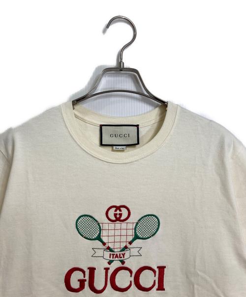 GUCCI（グッチ）GUCCI (グッチ) 20SS Club Multi Tee 半カット　コットンTシャツ ベージュ サイズ:XXSの古着・服飾アイテム