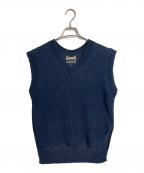 CHAOSカオス）の古着「フィラージニットベスト　ローゲージニットベスト　ノースリーブニット」｜ネイビー