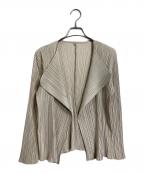 PLEATS PLEASEプリーツプリーズ）の古着「プリーツカーディガン　デザインカーディガン　日本製」｜ベージュ