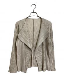 PLEATS PLEASE（プリーツプリーズ）の古着「プリーツカーディガン　デザインカーディガン　日本製」｜ベージュ