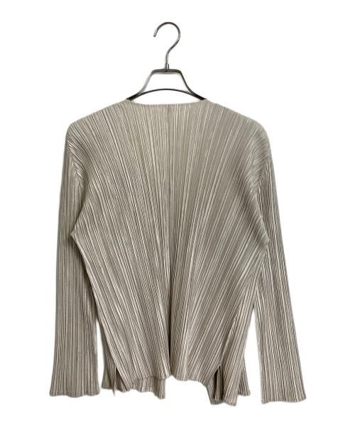 PLEATS PLEASE（プリーツプリーズ）PLEATS PLEASE (プリーツプリーズ) プリーツカーディガン　デザインカーディガン　日本製 ベージュ サイズ:3の古着・服飾アイテム