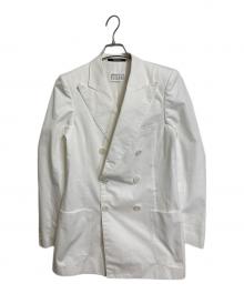 Maison Margiela（メゾンマルジェラ）の古着「ダブルブレストテーラードジャケット　アウター　ライトアウター　セレモニー　イタリア製」｜ホワイト