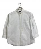 BALENCIAGAバレンシアガ）の古着「襟ロゴシャツユニセックス　長袖シャツ　コットンシャツ　イタリア製　2021年モデル」｜ホワイト