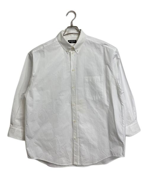 BALENCIAGA（バレンシアガ）BALENCIAGA (バレンシアガ) 襟ロゴシャツユニセックス　長袖シャツ　コットンシャツ　イタリア製　2021年モデル ホワイト サイズ:37の古着・服飾アイテム