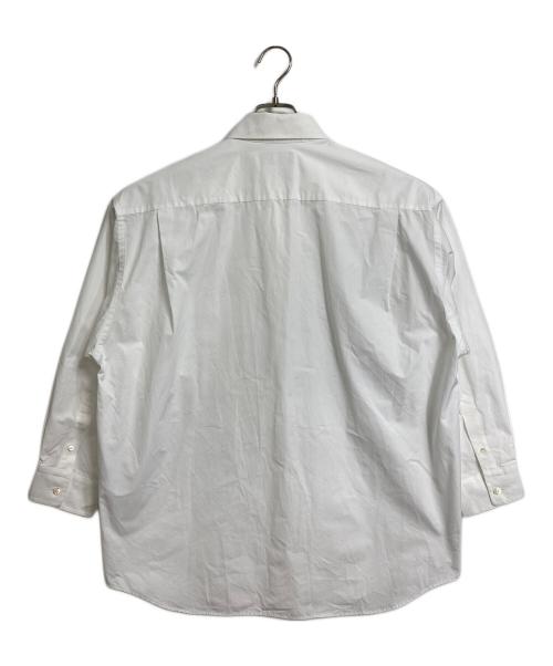BALENCIAGA（バレンシアガ）BALENCIAGA (バレンシアガ) 襟ロゴシャツユニセックス　長袖シャツ　コットンシャツ　イタリア製　2021年モデル ホワイト サイズ:37の古着・服飾アイテム