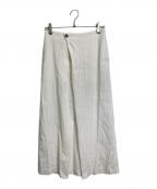 editionエディション）の古着「リネンストレッチ ラップスカート　ロングスカート　ストライプ　日本製」｜ホワイト
