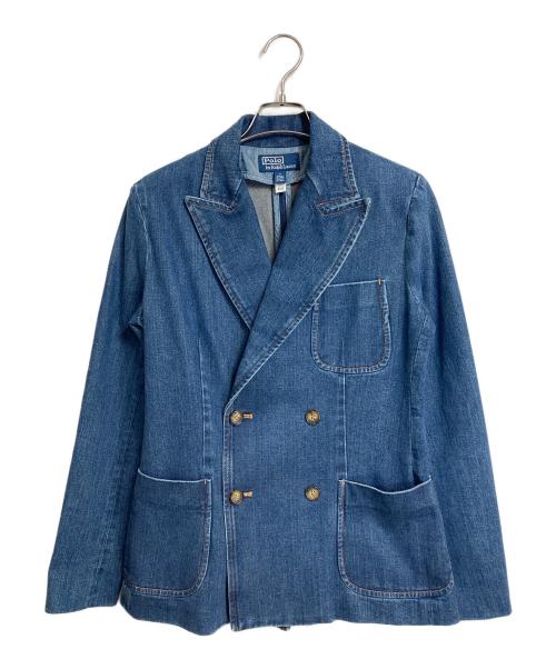 POLO RALPH LAUREN（ポロ・ラルフローレン）POLO RALPH LAUREN (ポロ・ラルフローレン) Double-Breasted denim blazer ダブルブレスッドデニムブレザー　デニムジャケット　アウター　ライトアウター ブルー サイズ:2の古着・服飾アイテム