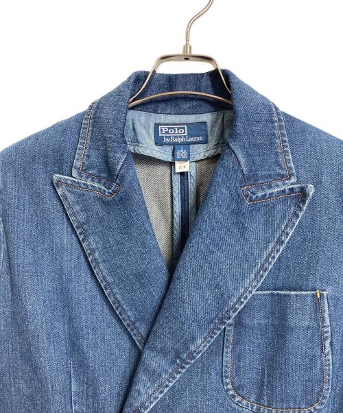 POLO RALPH LAUREN（ポロ・ラルフローレン）POLO RALPH LAUREN (ポロ・ラルフローレン) Double-Breasted denim blazer ダブルブレスッドデニムブレザー　デニムジャケット　アウター　ライトアウター ブルー サイズ:2の古着・服飾アイテム