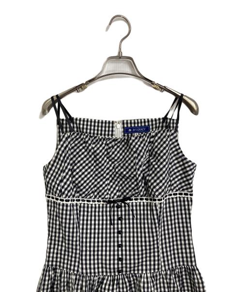 M'S GRACY（エムズグレイシー）M'S GRACY (エムズグレイシー) キャミソール ギンガムチェックワンピース ホワイト×ブラック サイズ:40の古着・服飾アイテム