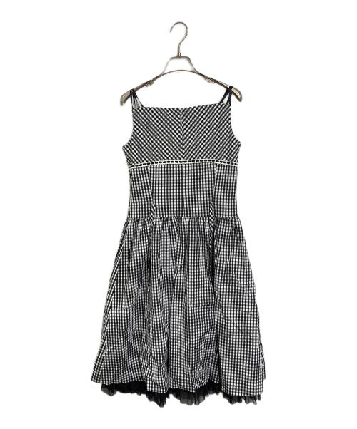 M'S GRACY（エムズグレイシー）M'S GRACY (エムズグレイシー) キャミソール ギンガムチェックワンピース ホワイト×ブラック サイズ:40の古着・服飾アイテム