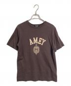 Americana×DRESSTERIORアメリカーナ×ドレステリア）の古着「カレッジtシャツ　半袖カットソー　Tシャツ　Tee  日本製」｜ブラウン