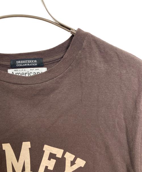 Americana（アメリカーナ）Americana (アメリカーナ) DRESSTERIOR (ドレステリア) カレッジtシャツ　半袖カットソー　Tシャツ　Tee  日本製 ブラウン サイズ:実寸参照の古着・服飾アイテム