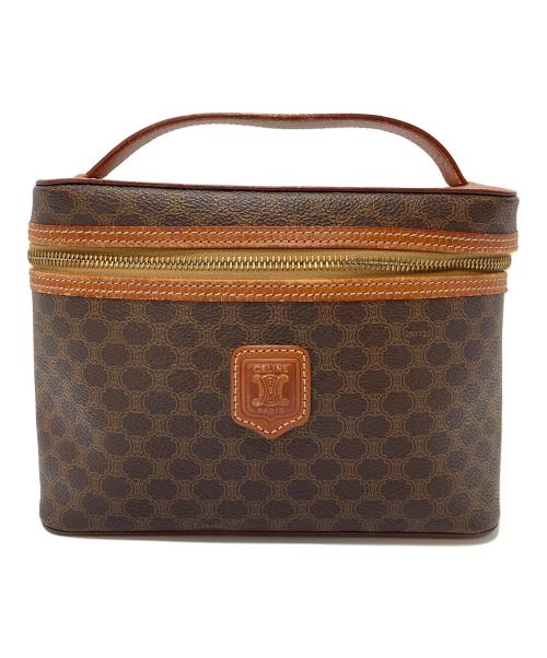 CELINE（セリーヌ）CELINE (セリーヌ) マカダム柄 バニティバッグ　ミニバッグ　ポーチ　イタリア製 ブラウン サイズ:実寸参照の古着・服飾アイテム