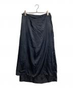 crewreクルー）の古着「ラップレイヤードIラインスカート　レイヤードスカート　ロングスカート　ラップスカート」｜ブラック