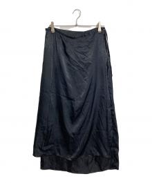 crewre（クルー）の古着「ラップレイヤードIラインスカート　レイヤードスカート　ロングスカート　ラップスカート」｜ブラック