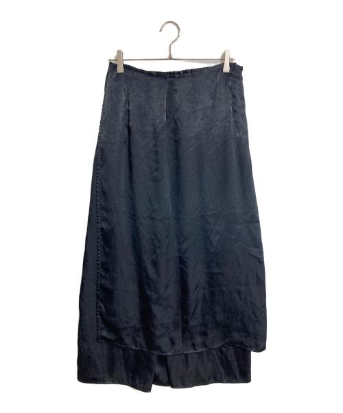 crewre（クルー）crewre (クルー) ラップレイヤードIラインスカート　レイヤードスカート　ロングスカート　ラップスカート ブラック サイズ:3の古着・服飾アイテム