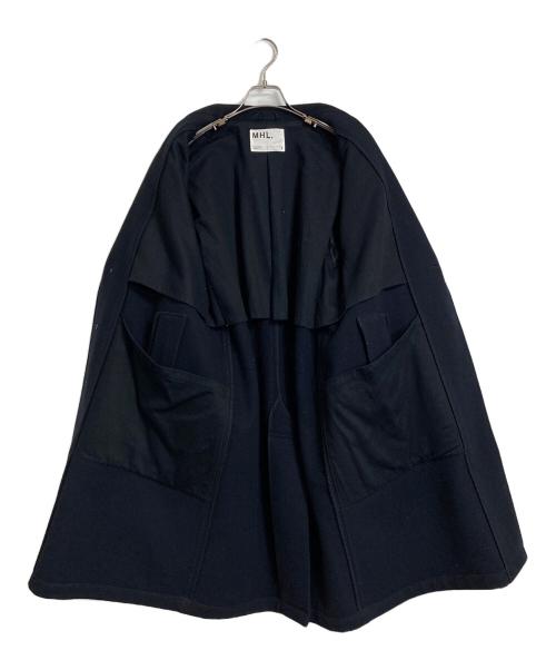 MHL（エムエイチエル）MHL (エムエイチエル) ログチェスターコート　ロングコート　ウールコート ネイビー サイズ:Sの古着・服飾アイテム